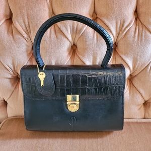 Vintage Bellerose black handbag purse with lock